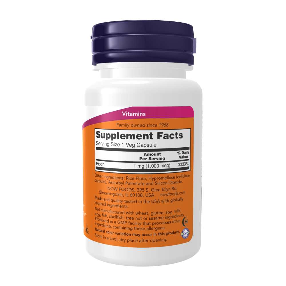 Now Foods Biotin 1,000 Mcg – 100 Veg Capsules thumbnail 2
