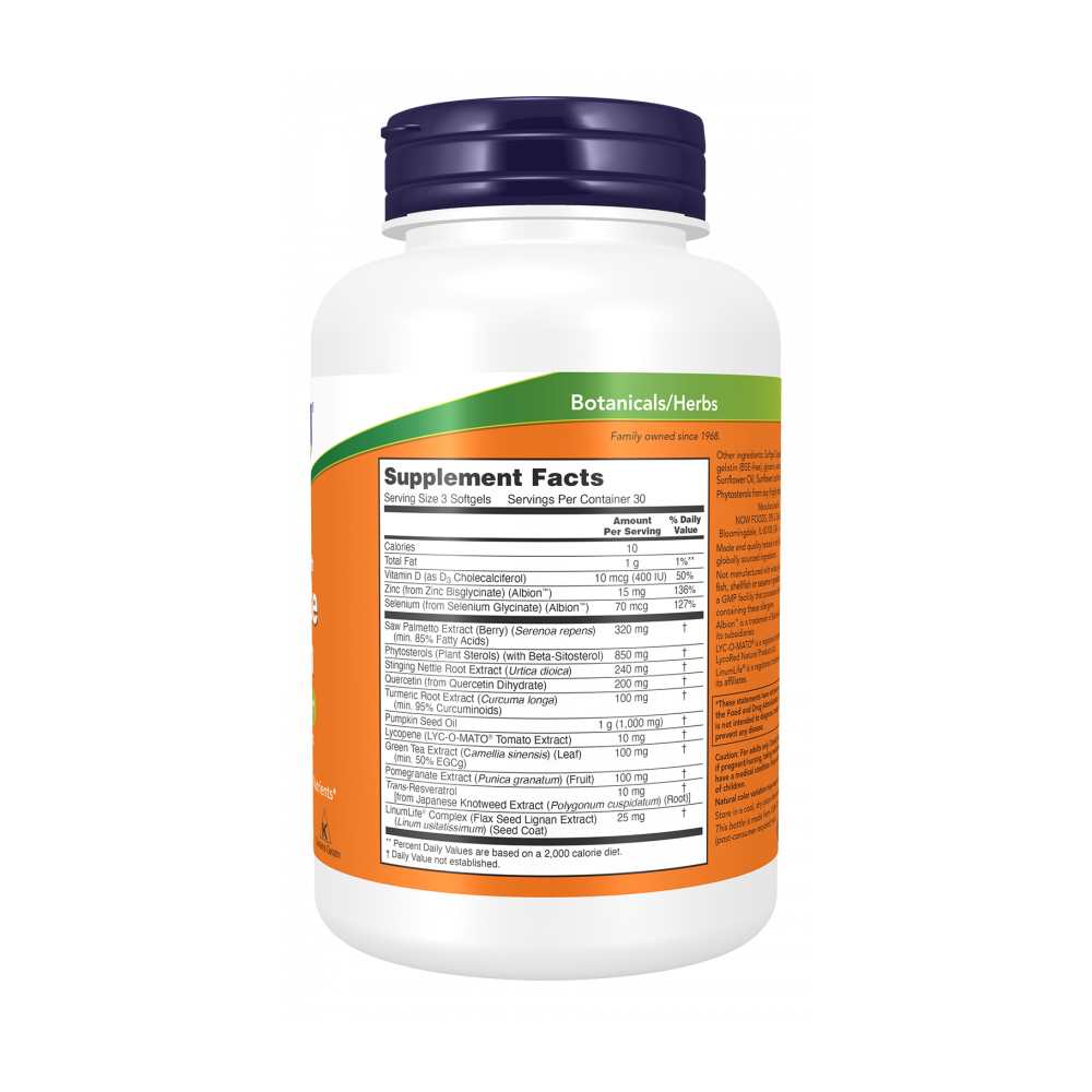 Now Foods Clinical Strength Prostate Health – Saw Palmetto, Beta-Sitosterol & Lycopene – 90 Softgels thumbnail 2