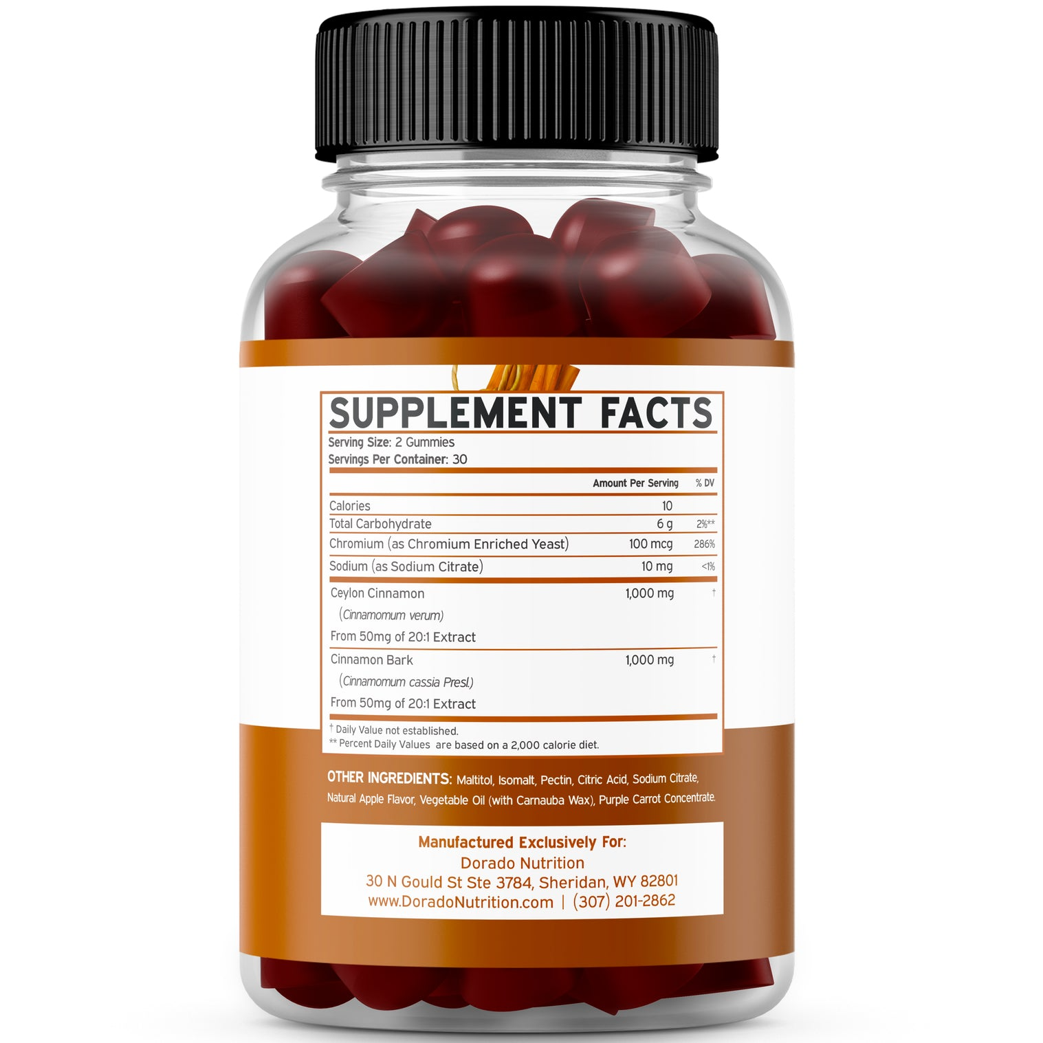 Dorado Nutrition Ceylon Cinnamon 60 Gummies thumbnail 2