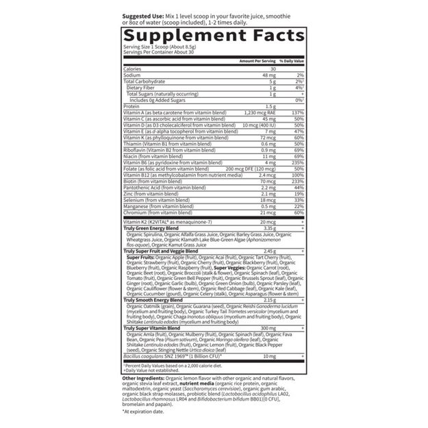 Garden of Life Sport Organic Greens Powder - Original 255g thumbnail 2