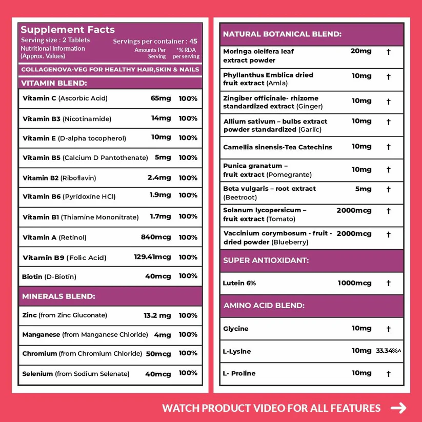 CF Carbamide Veg Collagen Support 90 Tablets thumbnail 2