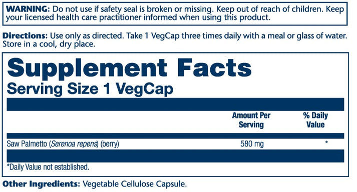 Solaray Saw Palmetto Berry 580mg 50 Caps thumbnail 2