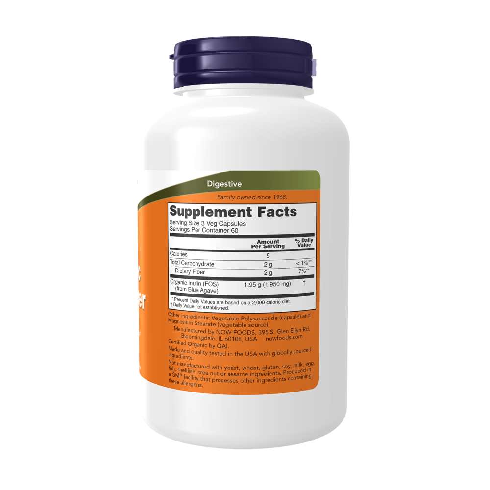 Now Foods Prebiotic Inulin Fiber – Intestinal & Digestive Support – 180 Veg Capsules thumbnail 2