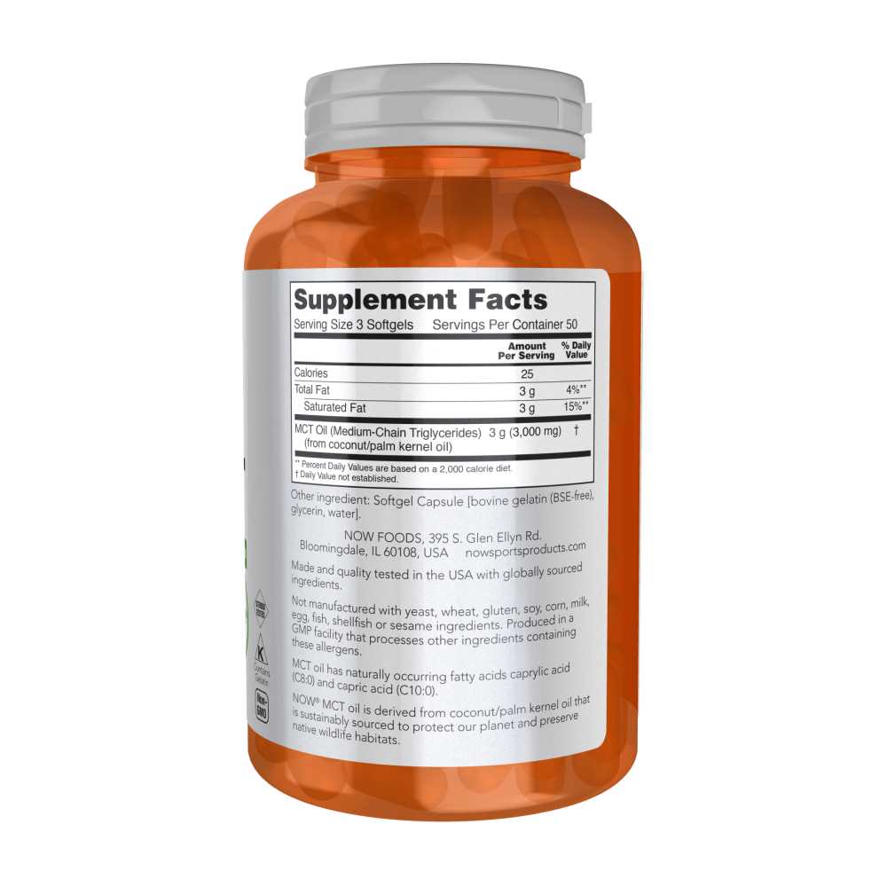 Now Sports MCT Oil 1000mg Softgels 150 Count thumbnail 2