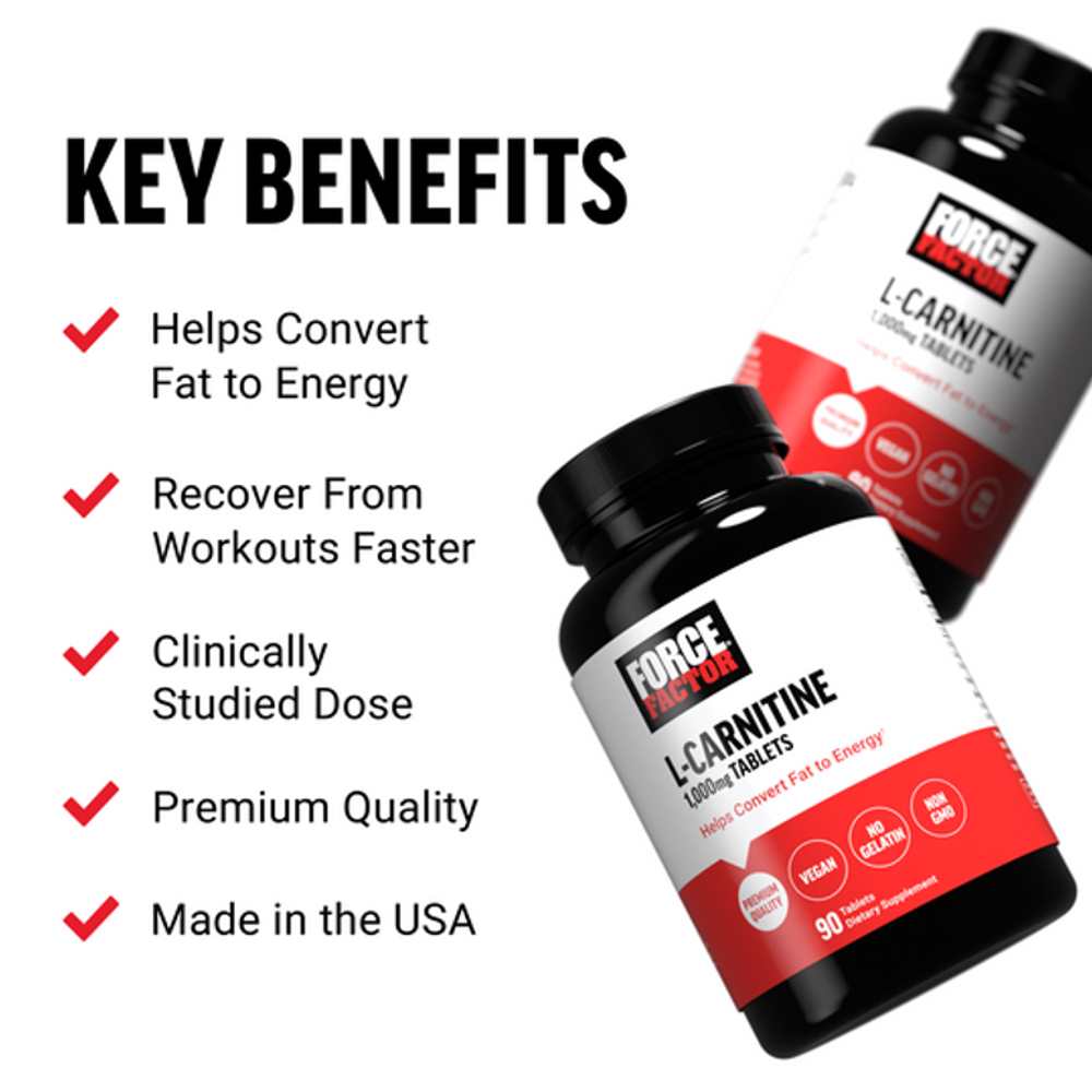 Force Factor L-Carnitine – 90 Tablets thumbnail 2