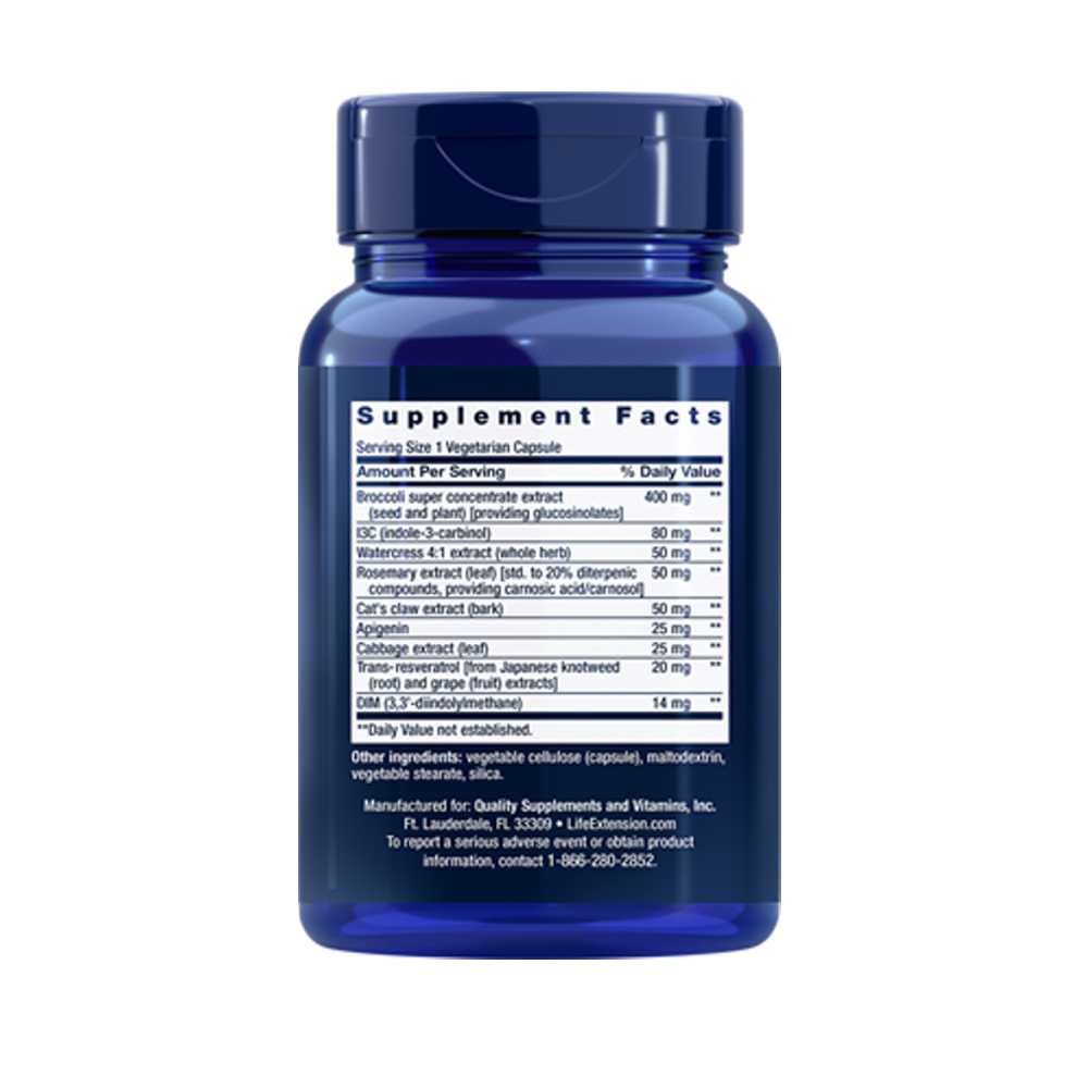 Life Extension Triple Action Cruciferous Vegetable Extract and Resveratrol 60 Vegetarian Capsules thumbnail 2