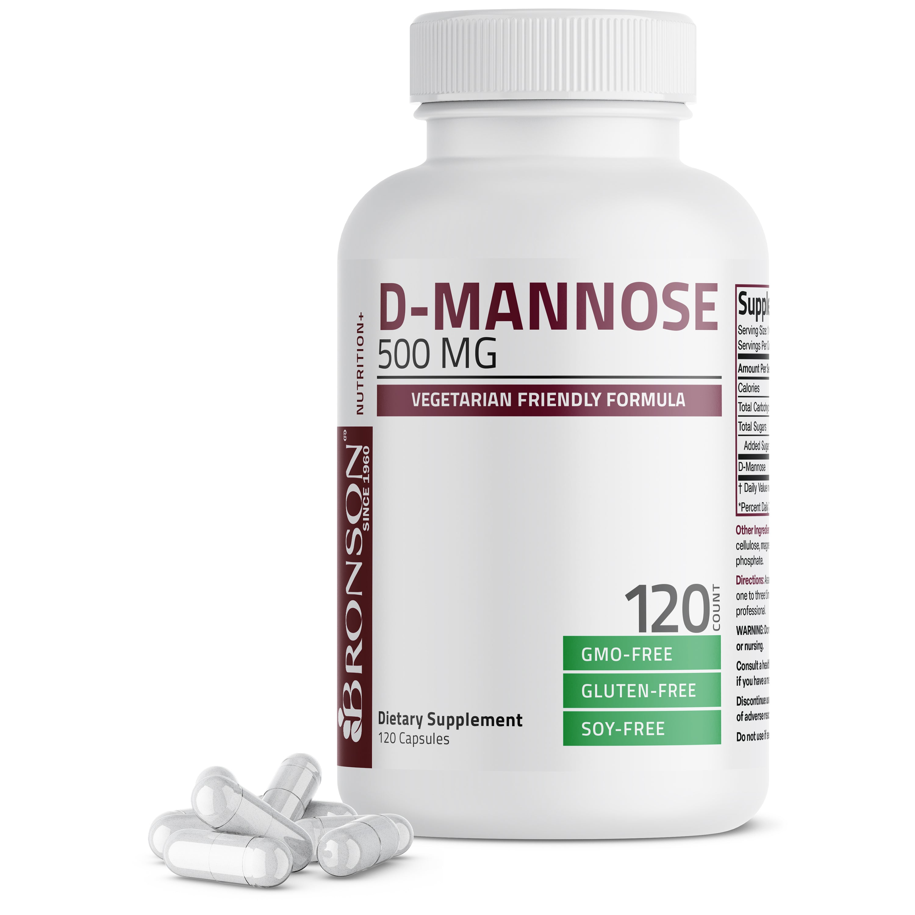 Bronson Vitamins Bronson D-Mannose 500 Mg 60 Caps thumbnail 2