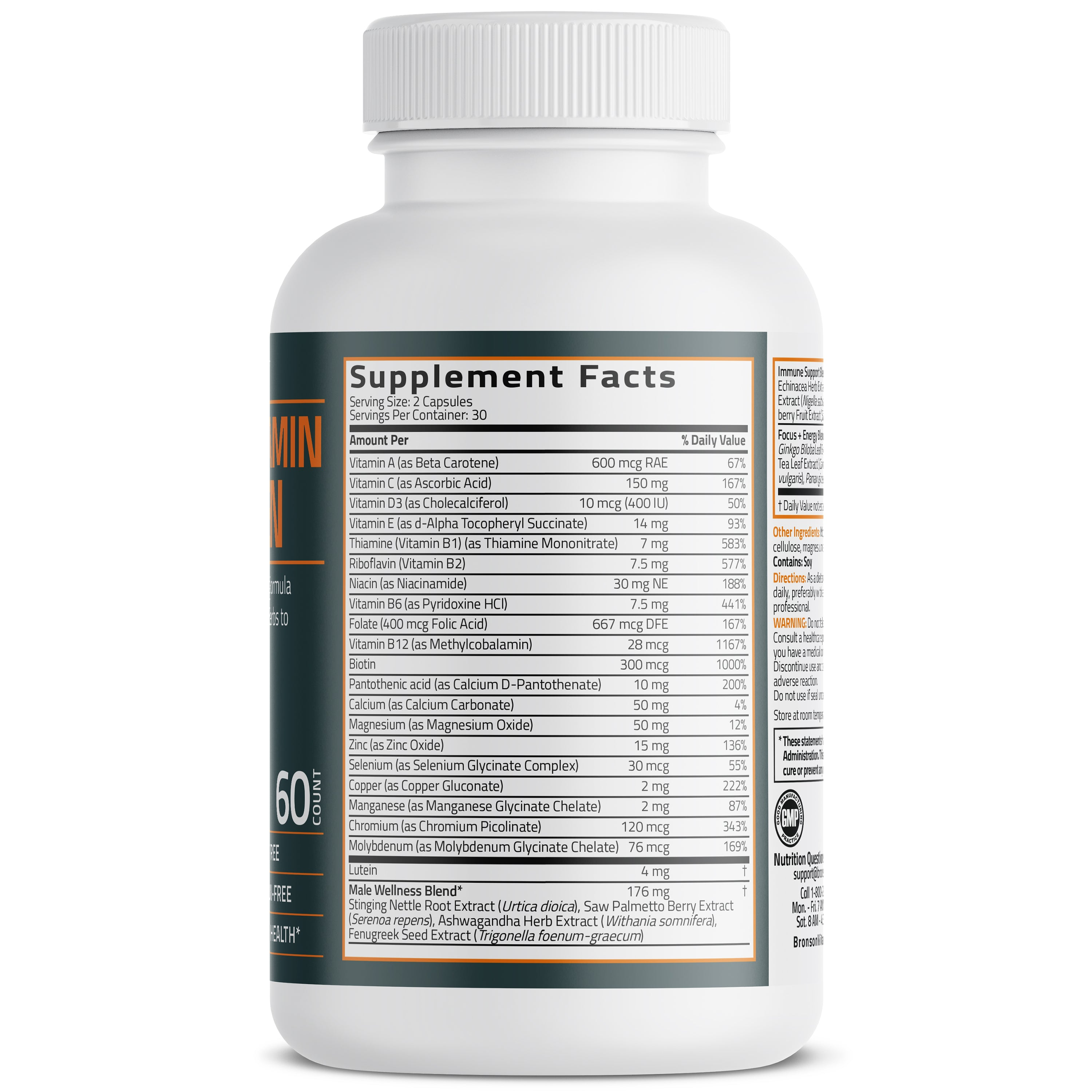 Bronson Vitamins Multivitamin for Men All-In-One Daily Coverage 60 Caps thumbnail 3