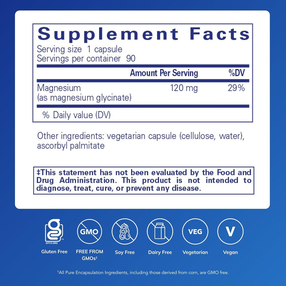 Pure Encapsulations Magnesium Glycinate - Muscle & Sleep Support thumbnail 2
