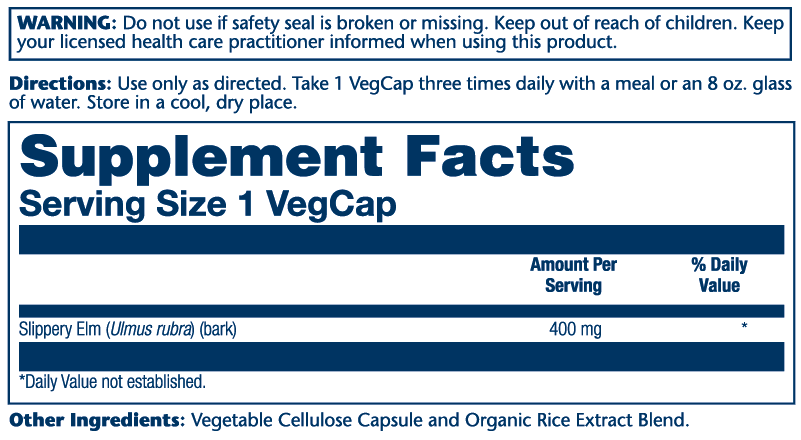 Solaray Slippery Elm Bark 400mg 100 Caps thumbnail 2