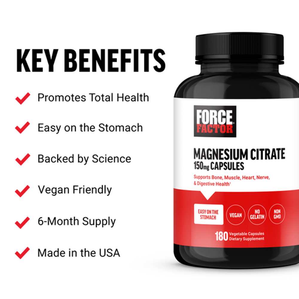 Force Factor Magnesium Citrate – 180 Capsules thumbnail 2