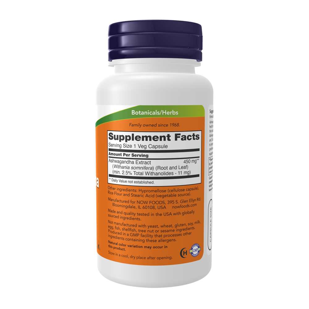 Now Foods Ashwagandha 450mg – Standardized Extract – Stress & Immune Support – 90 Veg Capsules thumbnail 4