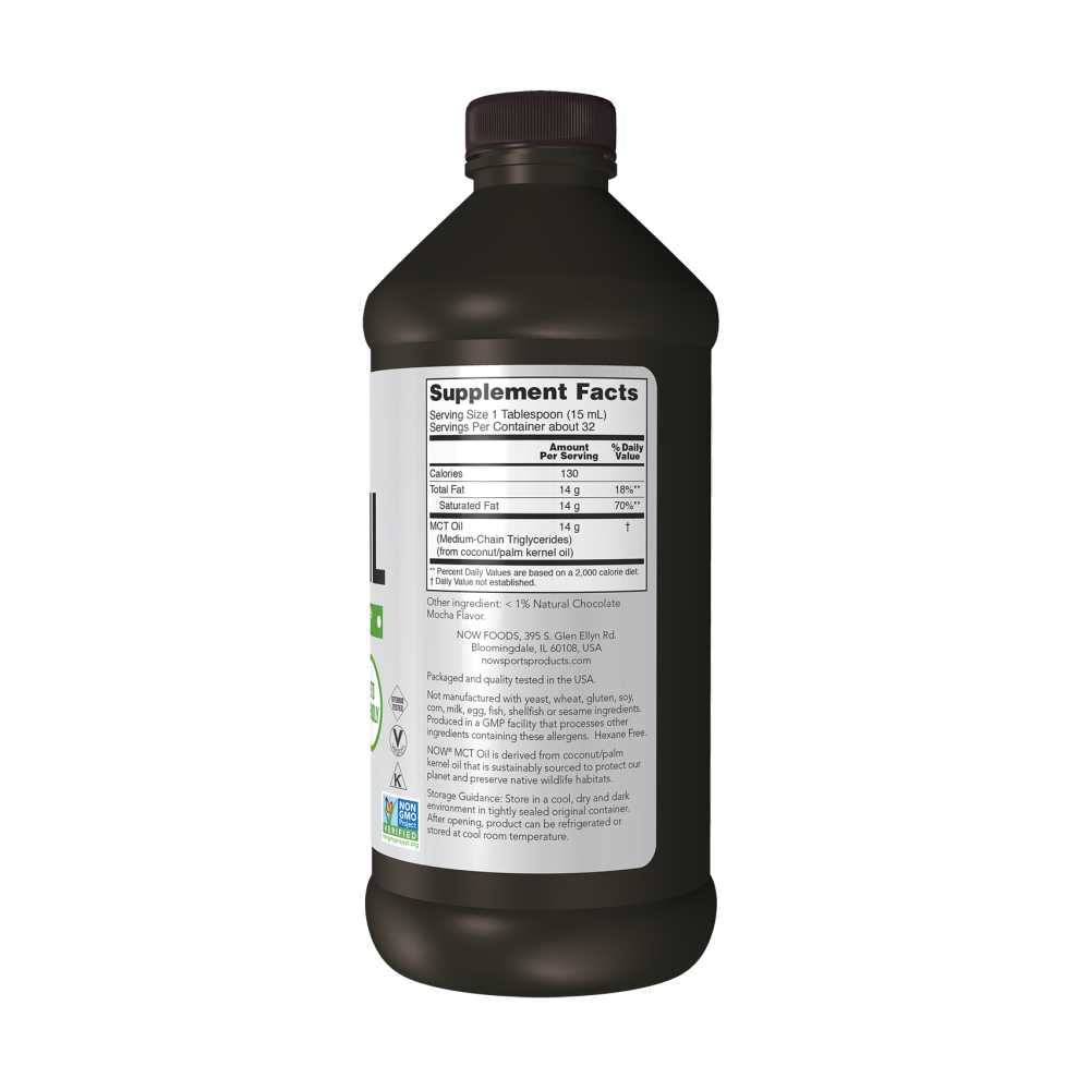 Now Sports Mct Oil – Chocolate Mocha Flavor – Liquid Supplement – 473 ml thumbnail 2