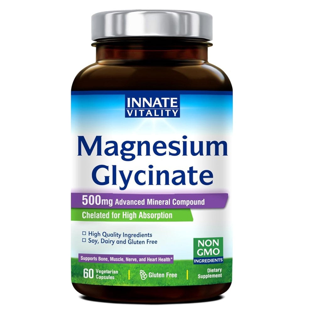 Innate Vitality Magnesium Glycinate 500mg – Advanced Mineral Compound | High Absorption | 120 Vegetarian Capsules thumbnail 3