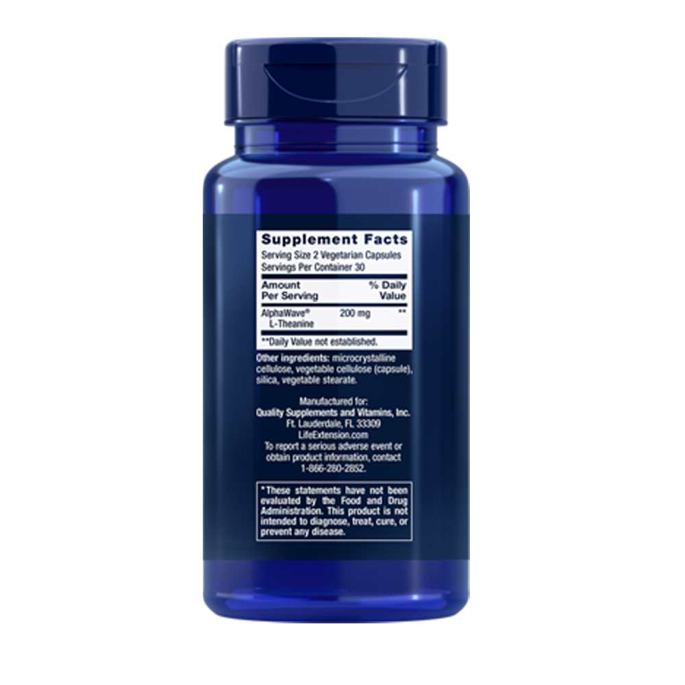 Life Extension L-Theanine 60 Vegetarian Capsules thumbnail 2