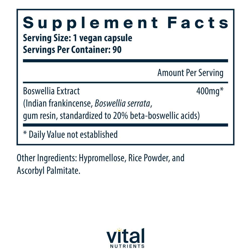 Vital Nutrients Boswellia Extract 400mg 90 Caps thumbnail 2