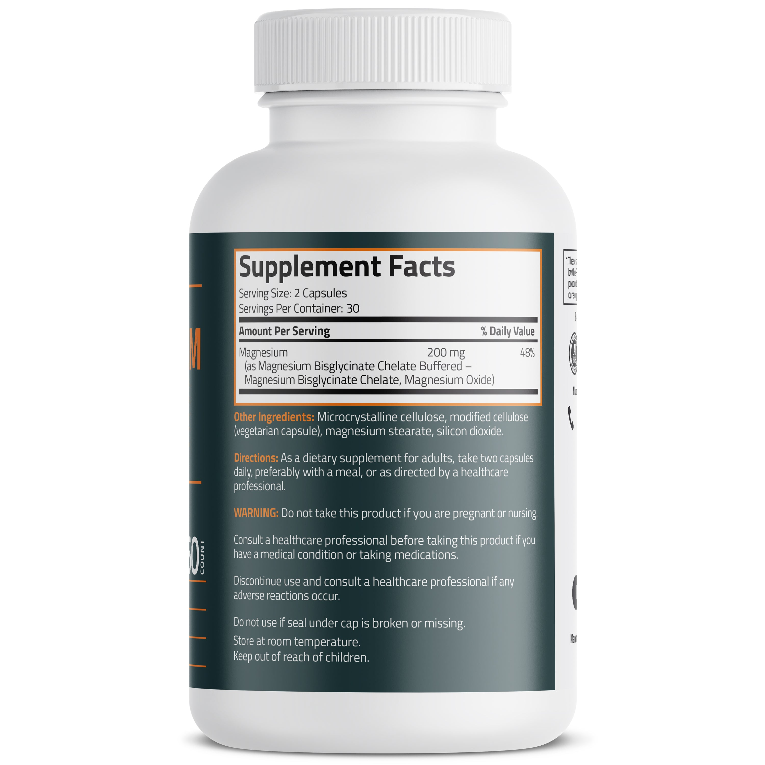Bronson Vitamins Magnesium Glycinate 200 Mg 60 Caps thumbnail 2