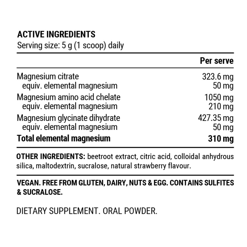 TRIPLE MAGNESIUM POWDER /Unflavored 200g Jar (40 Serves) thumbnail 2