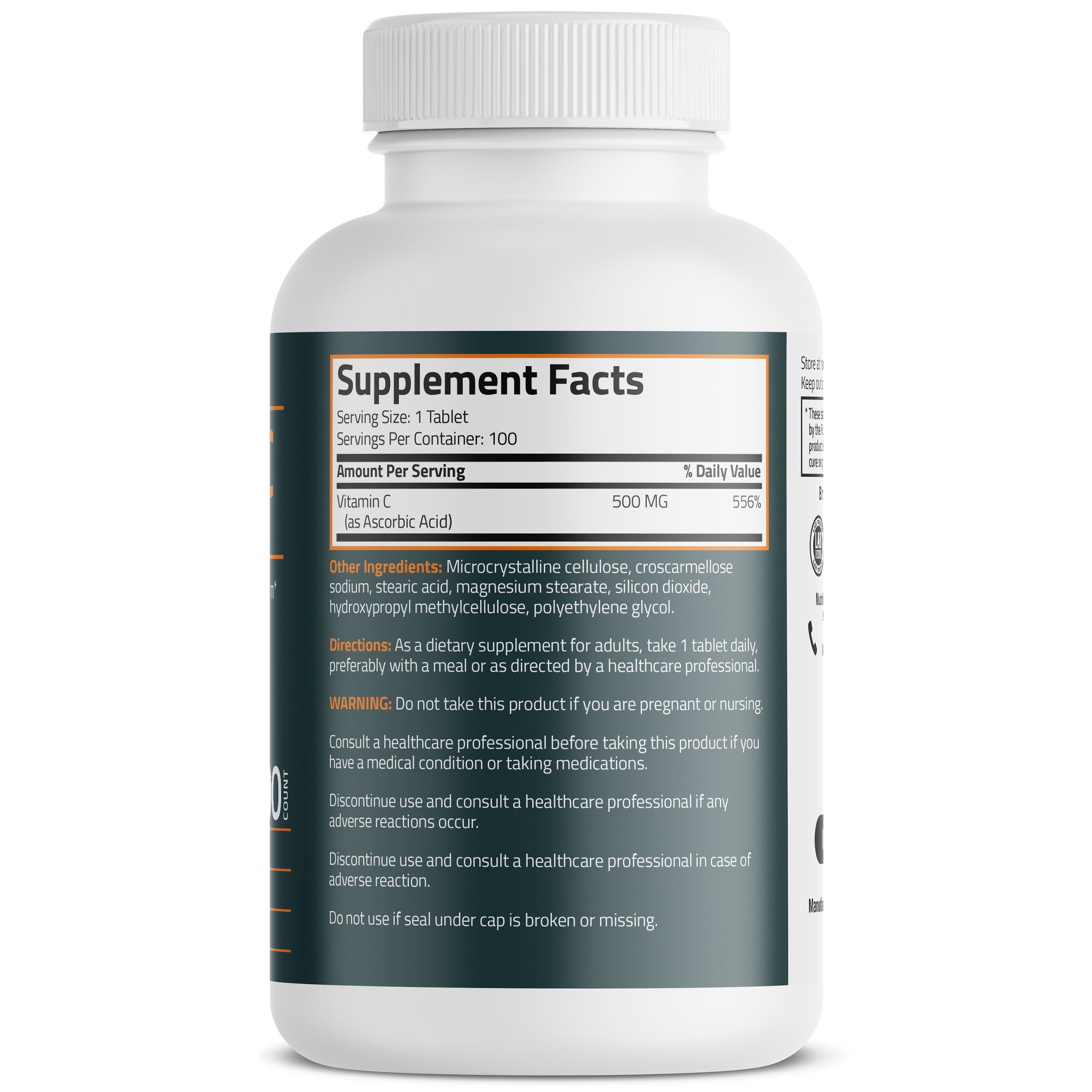 Bronson Vitamins Vitamin C 500 Mg 100 Tabs thumbnail 3