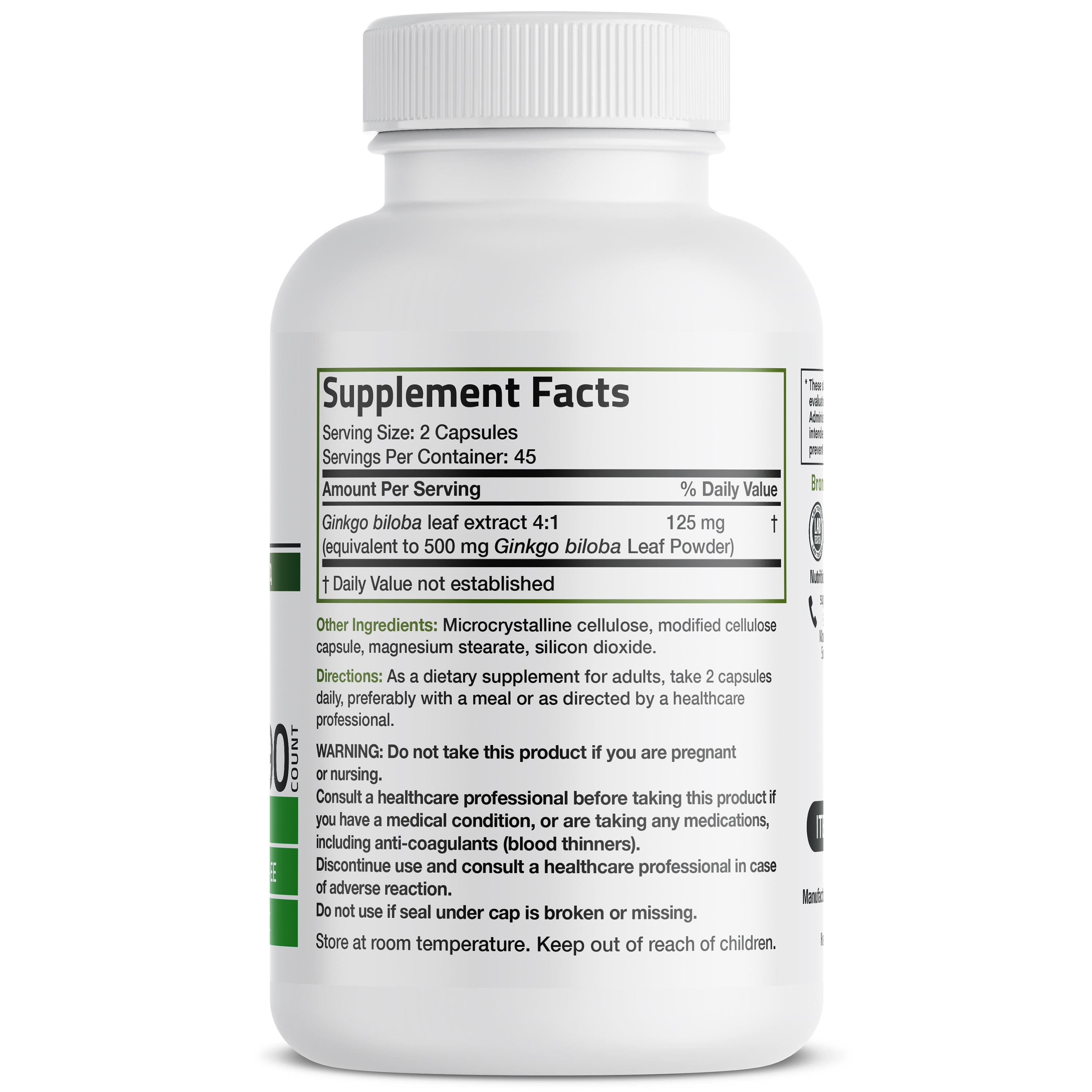 Bronson Vitamins Ginkgo Biloba - 500 Mg 90 Caps thumbnail 5