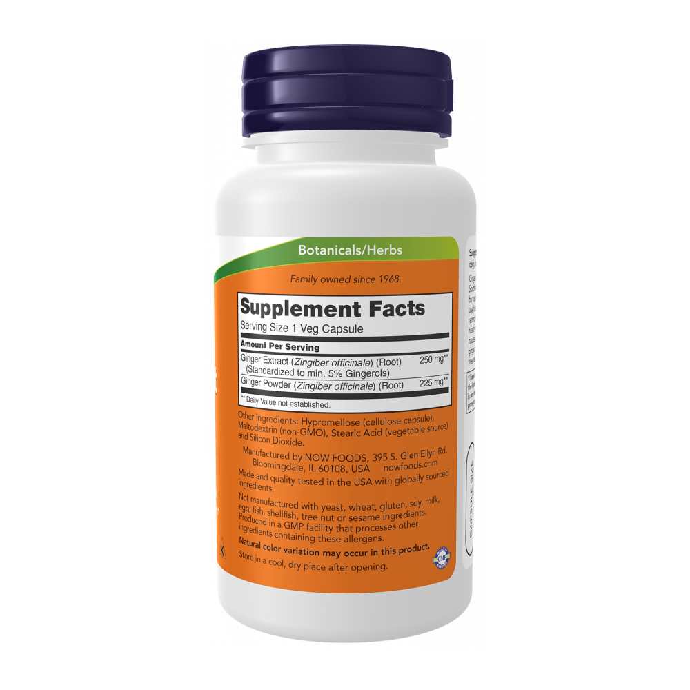 Now Foods Ginger Root Extract 250mg – Digestive Support – 90 Veg Capsules thumbnail 2