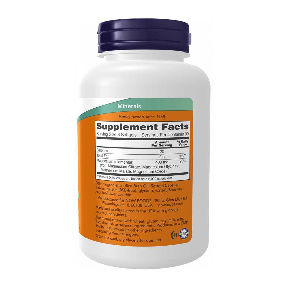 Now Foods Magnesium Citrate – High Absorption Formula with Glycinate & Malate – 90 Softgels thumbnail 3