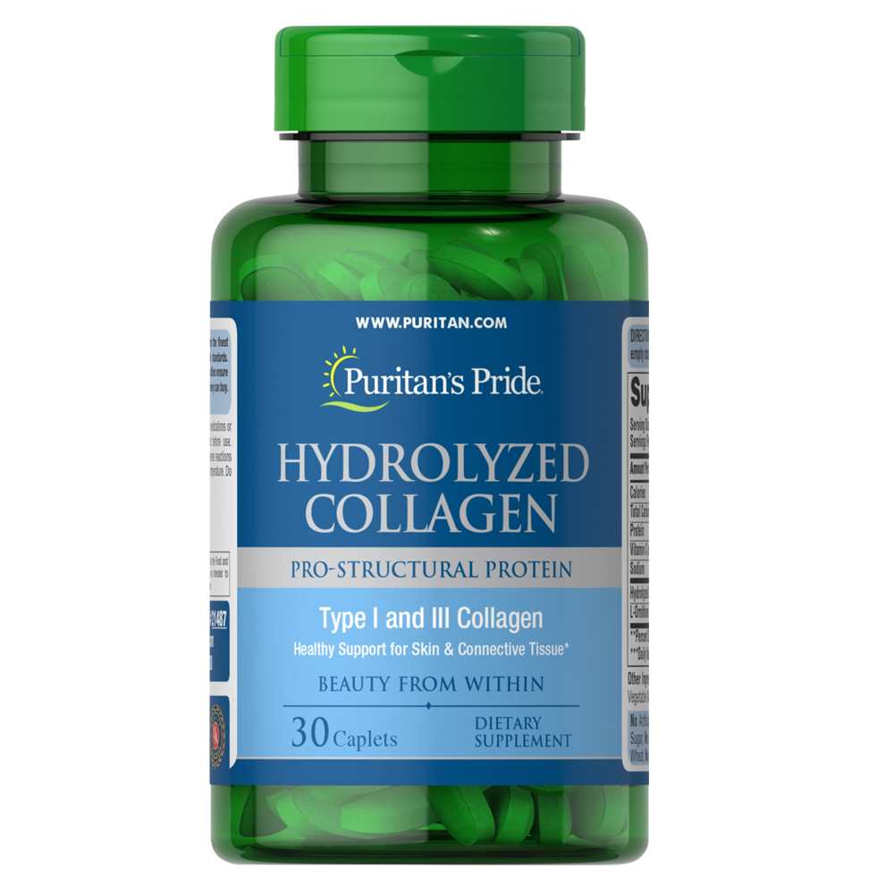 Puritan’s Pride Hydrolyzed Collagen – 180 Caplets | Type I & III | Beauty & Tissue Support thumbnail 3