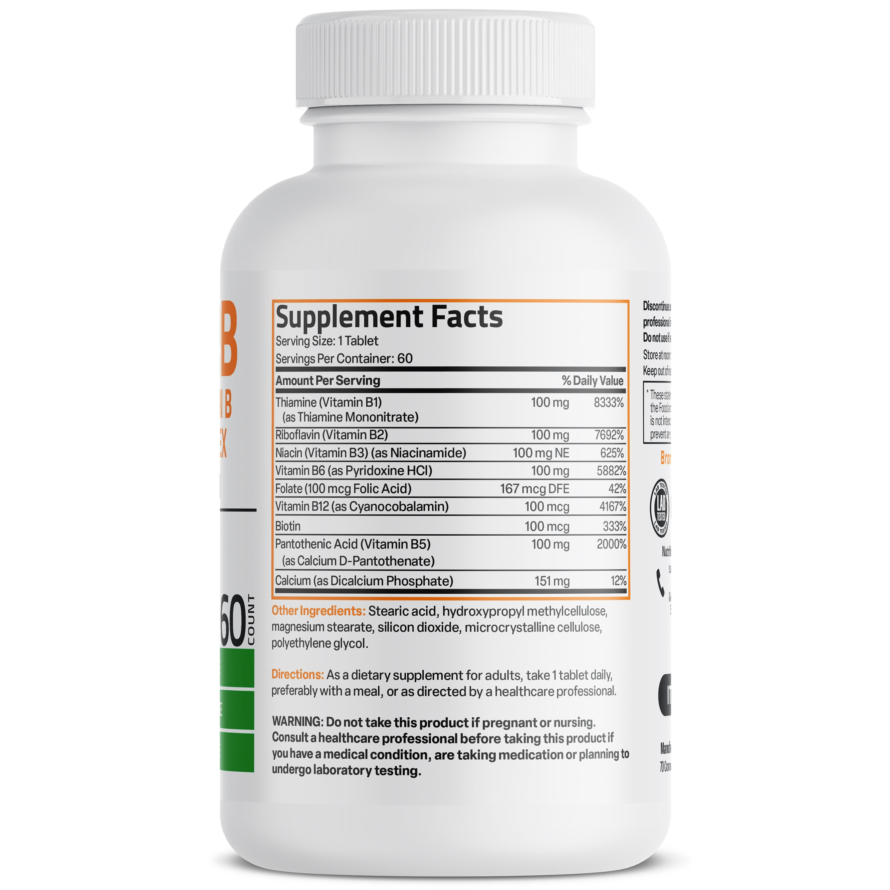 Bronson Vitamins Super Vitamin B 100 Complex Sustained Release 60 Tabs thumbnail 2