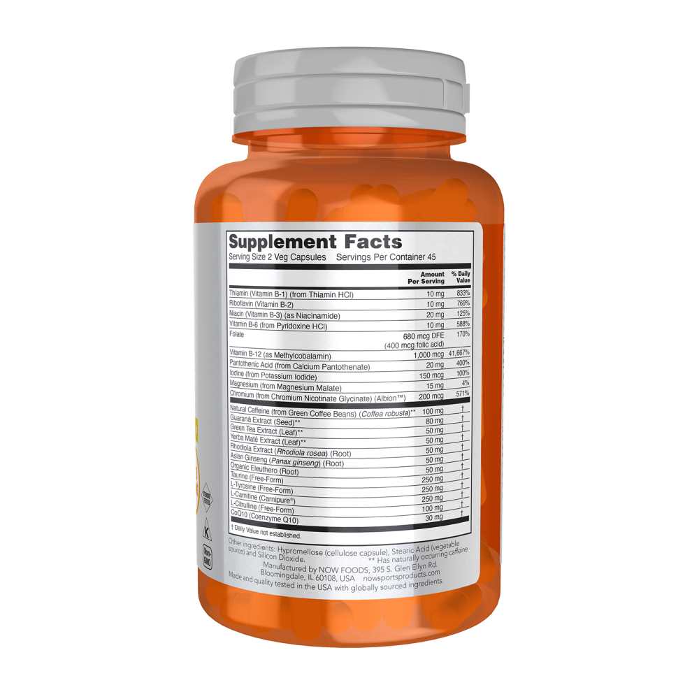 Now Sports Energy Extreme – Veg Capsules – 90 Capsules thumbnail 2
