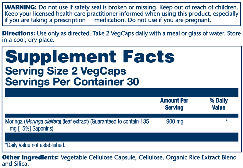 Solaray Moringa Leaf Extract 900mg 60 Caps thumbnail 2