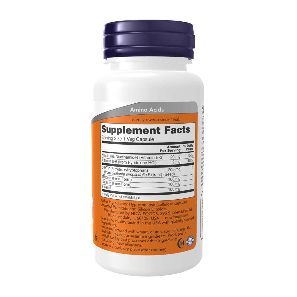 Now Foods 5-Htp 200 Mg Double Strength – Mood & Sleep Support – 60 Veg Capsules thumbnail 3