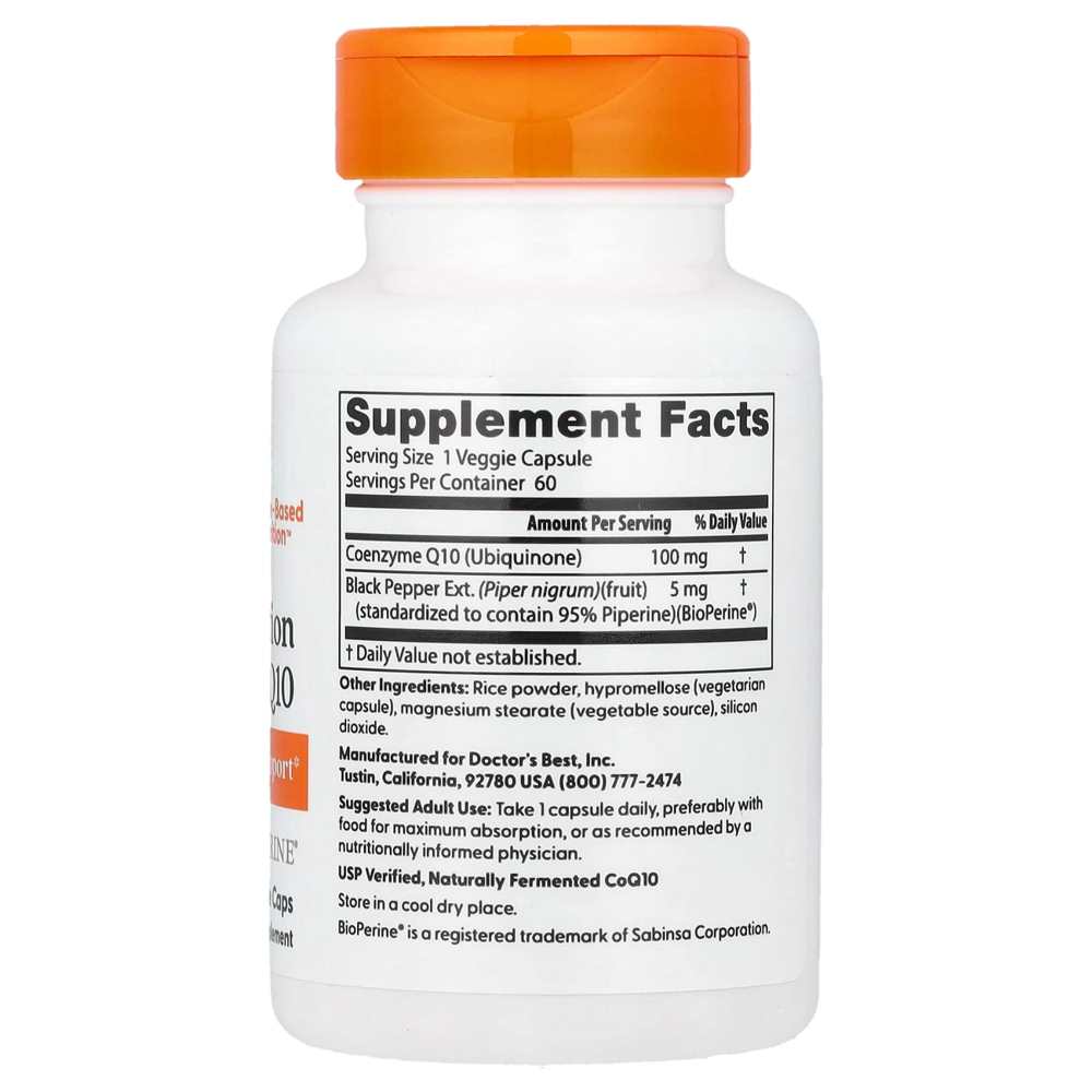 Doctor's Best High Absorption CoQ10 with BioPerine, 100 mg, 60 Veggie Caps thumbnail 2
