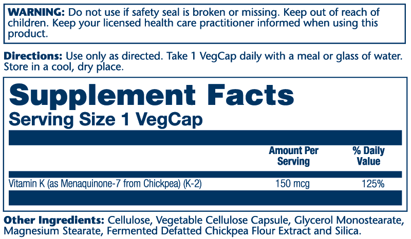 Solaray Triple Strength Vitamin K-2, Mk-7 30 Caps thumbnail 2