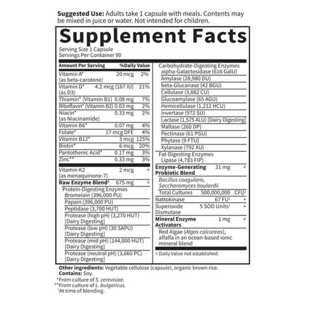 Garden of Life Raw Enzymes Men 50 & Wiser Digestive Health 90 Capsules thumbnail 2