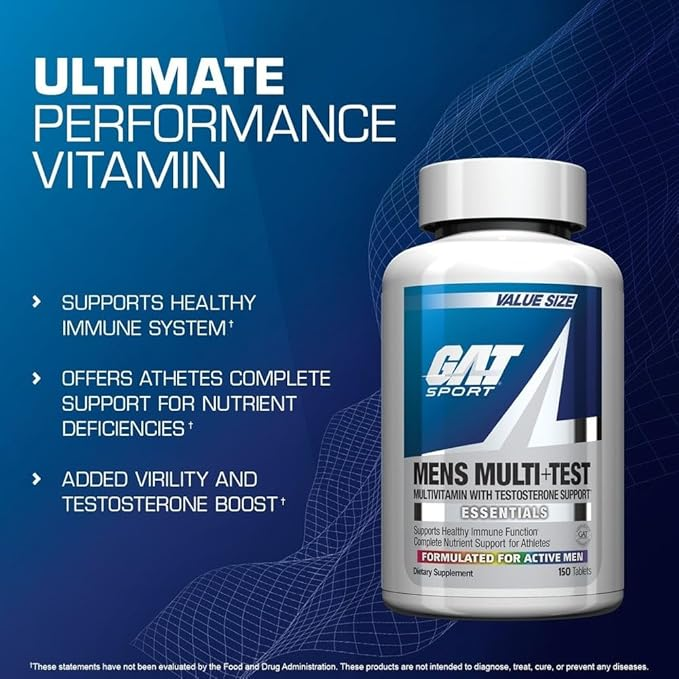 GAT Sport Men's Multi Test Multivitamin with Testosterone Support, Supports Healthy Immune Function, Formulated for Active Men, Dietary Supplement,60 Tablets thumbnail 3