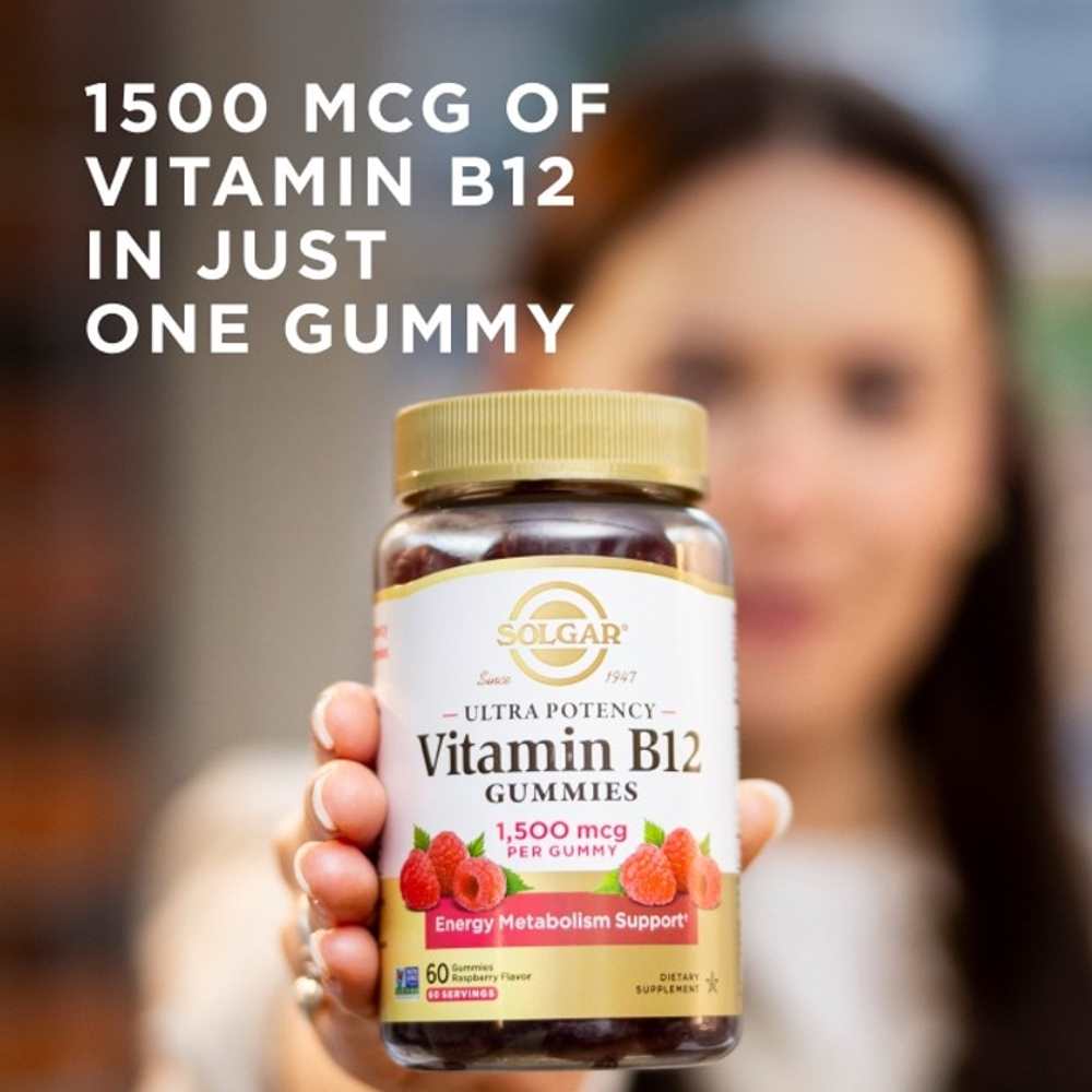 Solgar Ultra Potency Vitamin B12 Raspberry 60 Gummies thumbnail 2