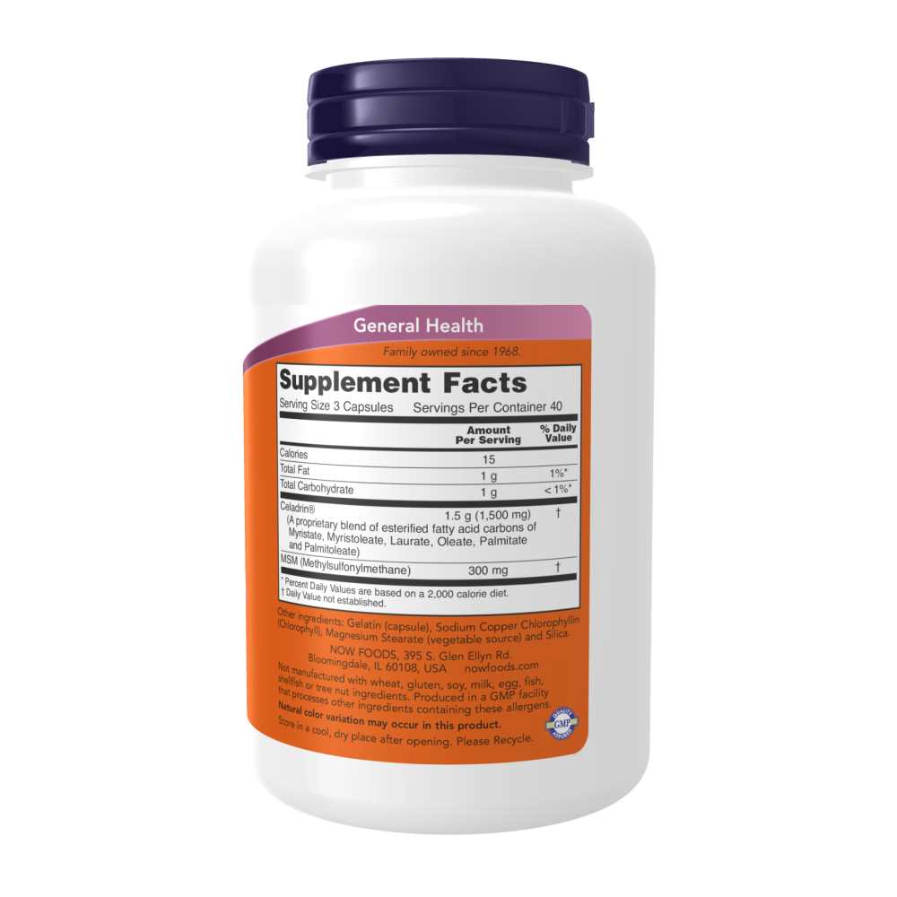 Now Foods Celadrin & Msm – 500 Mg Celadrin® for Joint Mobility & Comfort – 120 Capsules thumbnail 2