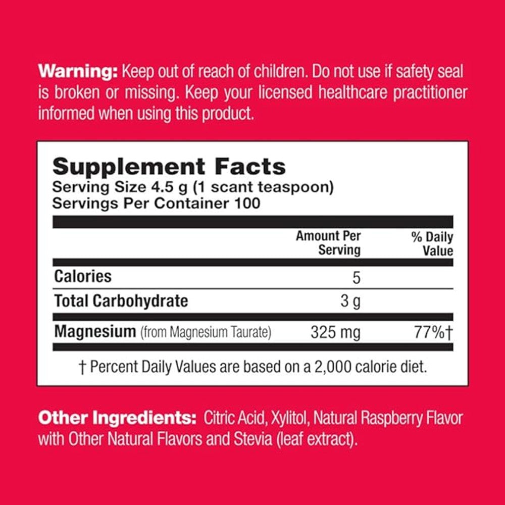 KAL Heart Magnesium Taurate Powder – Red Raspberry Drink (445g) thumbnail 2