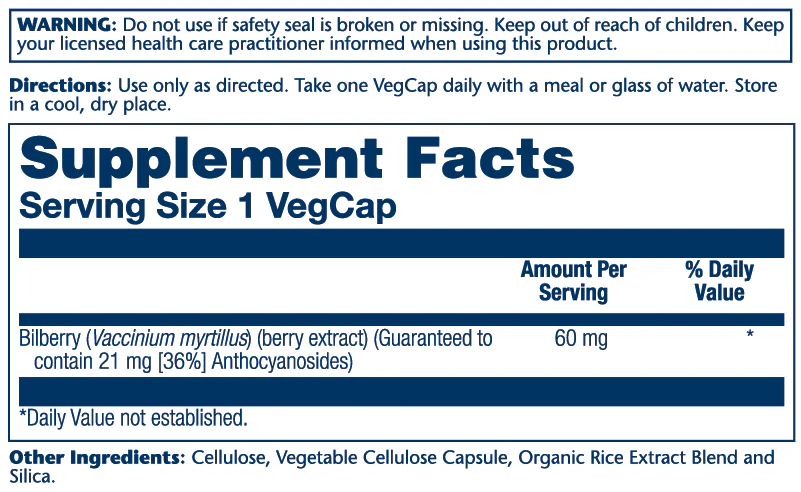 Solaray Bilberry Extract 60mg 60 Caps thumbnail 2