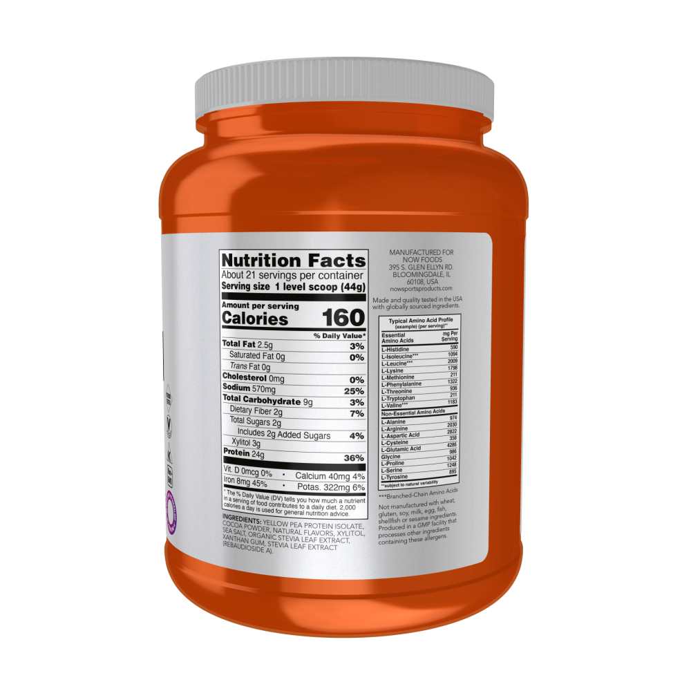 Now Sports Pea Protein, Creamy Chocolate Powder 907g thumbnail 2
