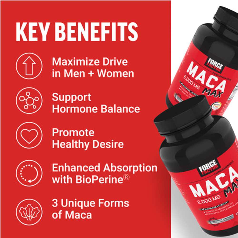 Force Factor Maca Max – 120 Capsules thumbnail 2