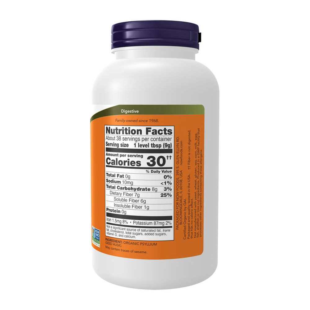 Now Foods Organic Psyllium Husk Powder – Soluble Fiber – 12 Oz (340g) thumbnail 2
