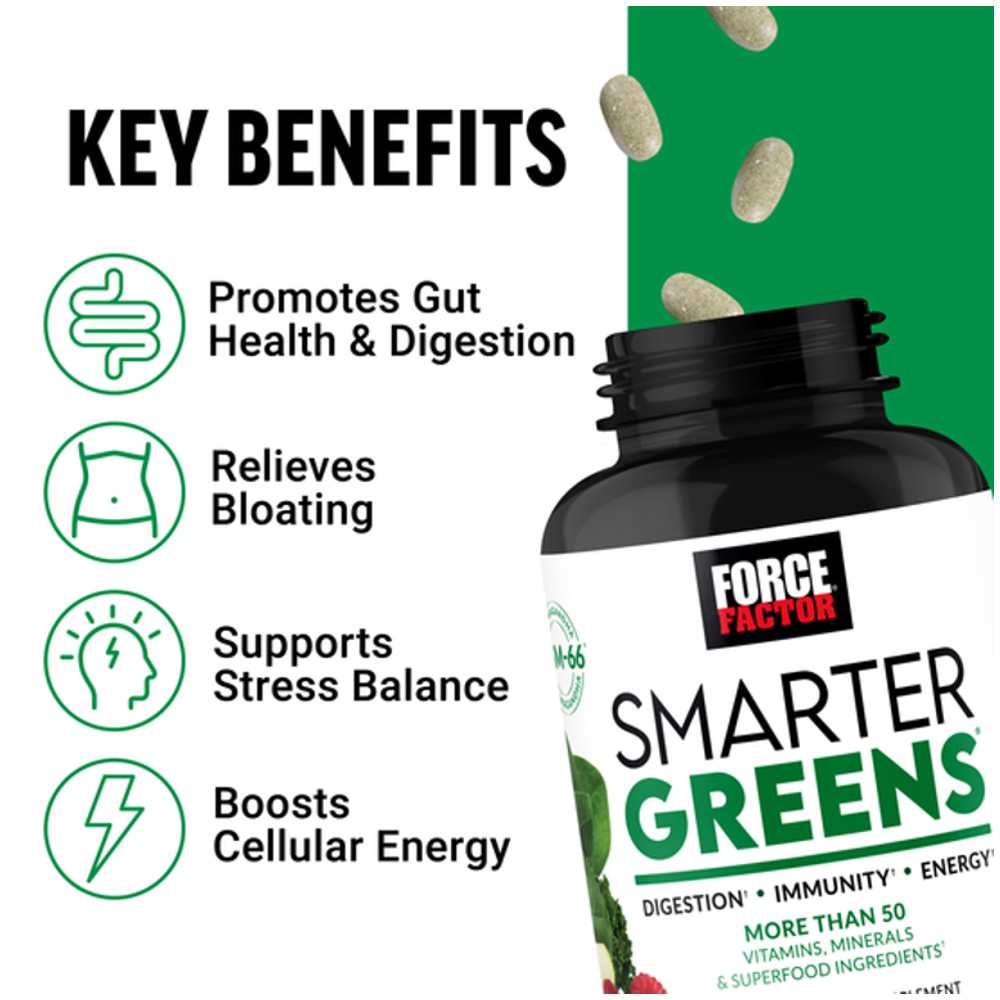 Force Factor Smarter Greens Superfoods – 90 Tablets thumbnail 2