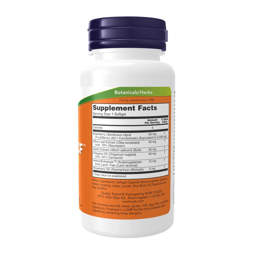 Now Foods Allibiotic Cf – Garlic, Elderberry, Olive Leaf & Oregano Immune Blend | 60 Softgels thumbnail 2
