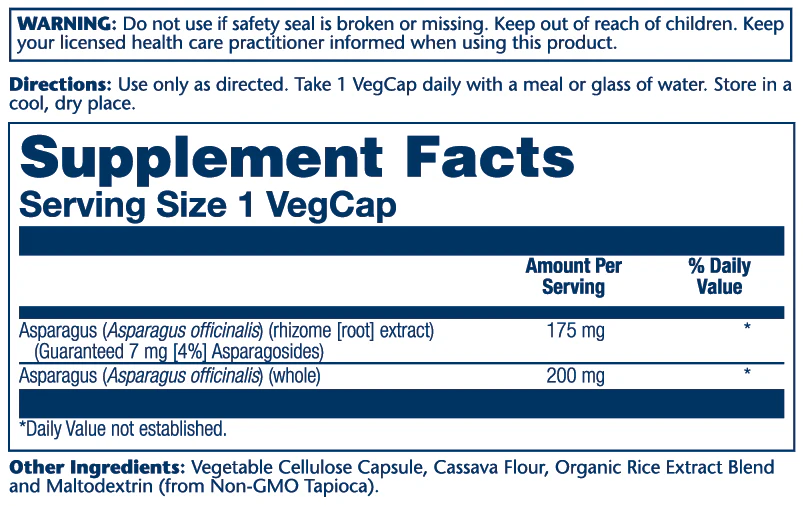 Solaray Asparagus Rhizome Extract 175mg 60 Caps thumbnail 2