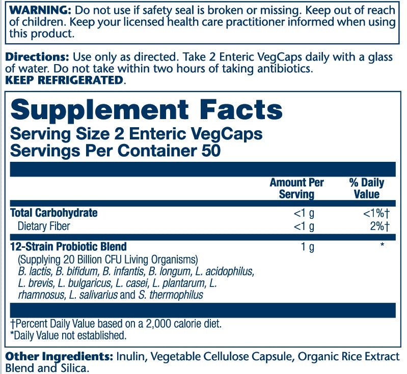 Solaray Multidophilus 12 Strain Probiotic, 20 Billion Cfu 50 Caps thumbnail 2