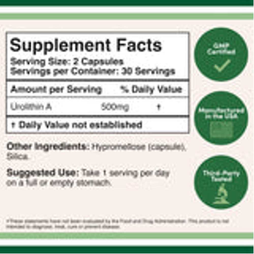 Double Wood Urolithin A – 500mg – 60 Capsules thumbnail 2