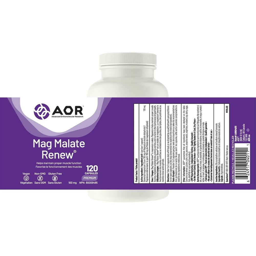 AOR Mag Malate Renew – Advanced Muscle & Energy Support (120 Capsules) thumbnail 2