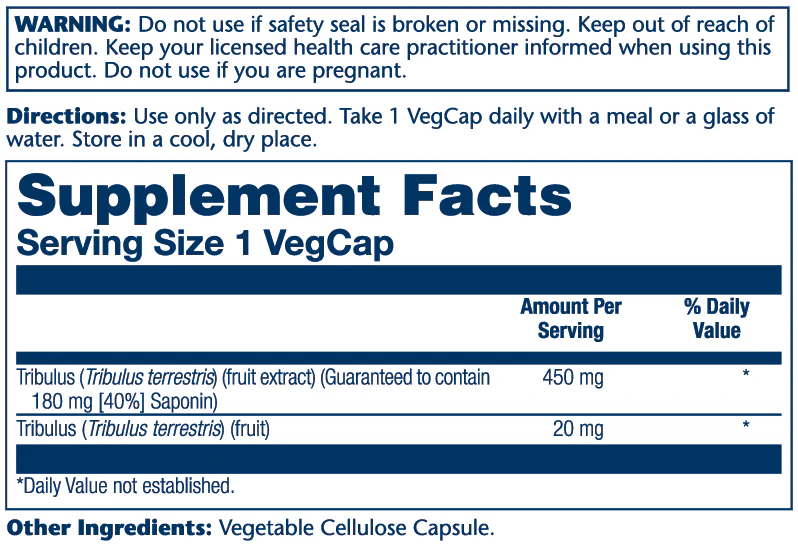 Solaray Tribulus Fruit Extract 450mg 60 Caps thumbnail 2
