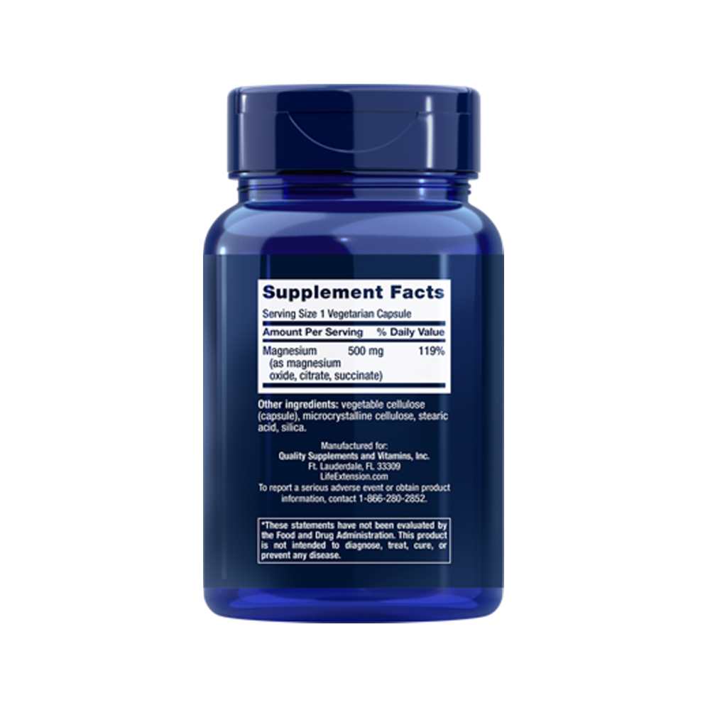 Life Extension Magnesium Caps 500 Mg, 100 Vegetarian Capsules thumbnail 2